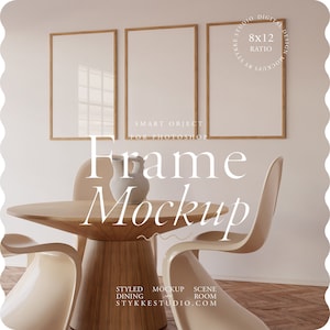 three frames mockup, interior mockup scene, set of three, wooden frames mockup, digital frame, frame mockup with reflection, 3 frame mock up
