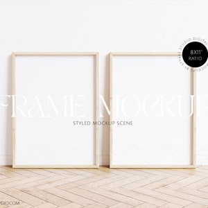 8x11 two mockup frames, 2 vertical frames, mockup with two frames, wooden frames mockup, digital frame, poster mockups, frame mockup duo
