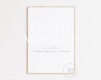 frame mockup light wood DIN A 4, frame wallpaper mockup, wooden frame mockup, vertical wood frame mockup, scandinavian digital frame mockup