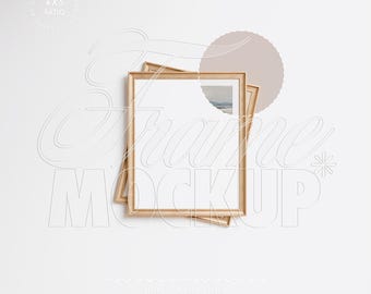 two 4:5 frame mockup gold wood vertical, passe-partout mockup frame duo vintage, small art frame mockup digital 8x10 poster slip mount mat