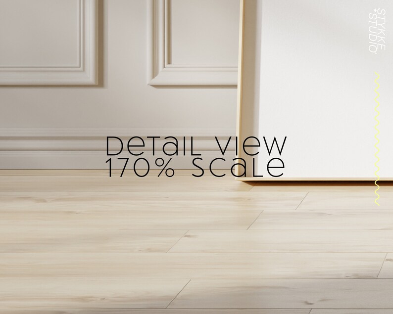 May include: Close-up detail view of a white wall with white trim and a light wood floor. The text "DETAIL VIEW 170% SCALE" is visible in the image.