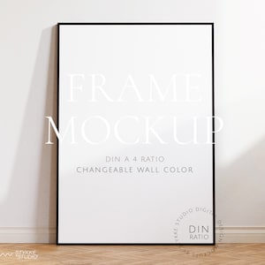 black thin frame mockup DIN, wallpaper mockup, frame mockup DIN A 4, vertical frame mockup, digital frame for print, frame on wooden floor
