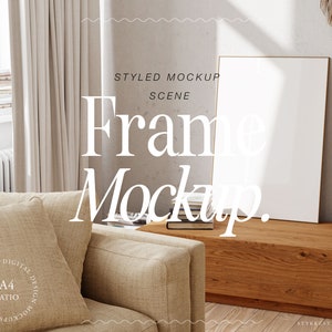 frame mockup DIN A, standing frame mockup, interior poster mockup, digital frame mockup, vertical frame mockup, frame mockup for tall art