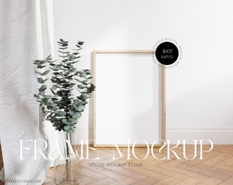 vertical frame mockup, modern wood mockup, 8x11 frame mockup, wooden frame mockup, digital frame, frame mock up, eucalyptus decoration