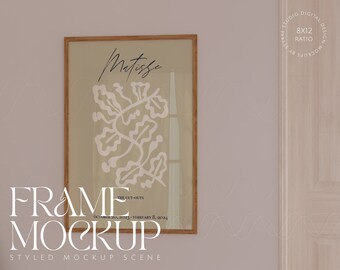 digital frame mockup, minimalistic interior mockup, print frame mockup, skandinavian interior mockup, glass reflection frame mockup, shadow