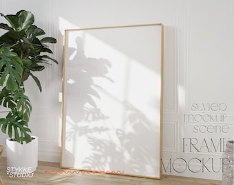 5x7 frame mockup, minimalistic interior mockup, print frame mockup, skandinavian interior mockup, rectangle frame, leaning frame mockup