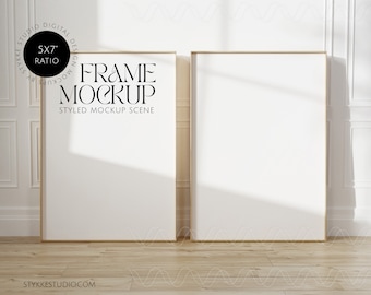 Scandinavian frame mockup, modern nordic 5x7 ratio, minimalistic scandi interior mockup, design gallery frame mockup, frame template, smart