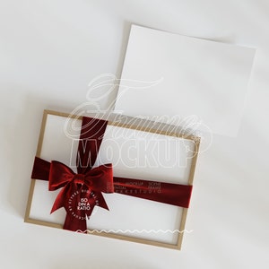 Rahmen Mockup festlich Schleife Geschenk Mockup Schleife Rahmen gerahmt horizontal Thanksgiving Mockup, Weihnachtskarte Mockup digitale Karte DIN A4