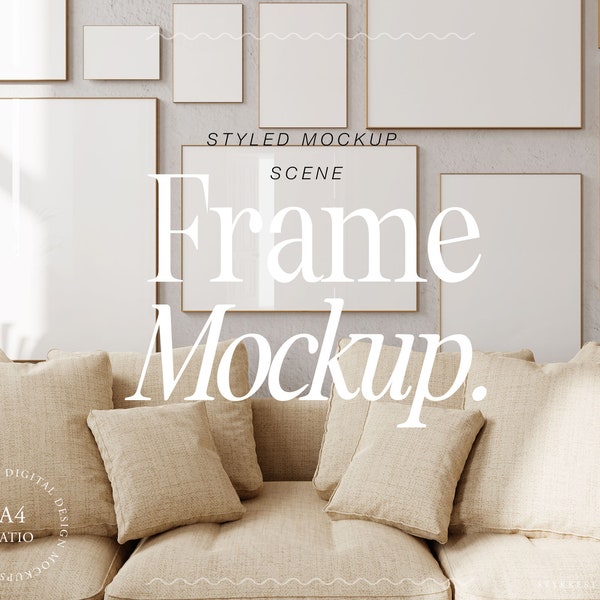 frame mockup DIN A, gallery wall frame mockup, gallery frame mockup, mockup for printable poster, digital frame mockup, wall color mockup