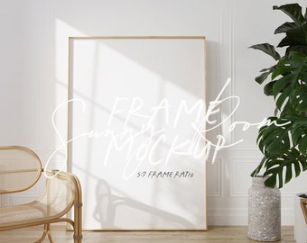 Tall frame mockup, minimalistic 5:7 poster art mockup, printed art frame mockup, vintage villa interior mockup, standing big frame mockup