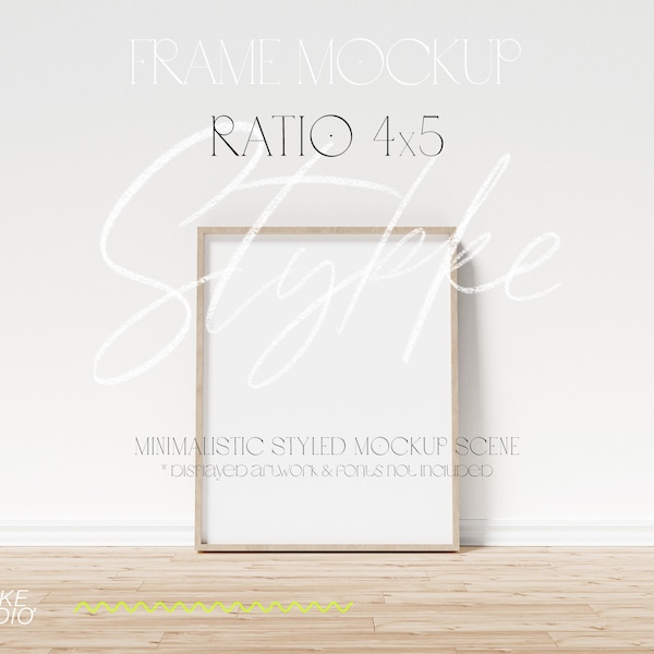 4x5 ratio frame mockup, printable mockup, frame mockup for prints, minimalistic frame mockup, frame mockup on wooden skirting boarders floor