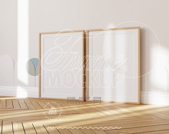 mat frame mockup DIN A, two mockup frames for playful art, vertical digital frame with passe-partout for POD, nursery frame mockup kids room