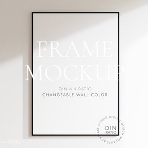 mockup cornice sottile nera DIN, mockup carta da parati, mockup cornice DIN A 4, mockup cornice verticale, cornice digitale per stampa, mockup cornice digitale