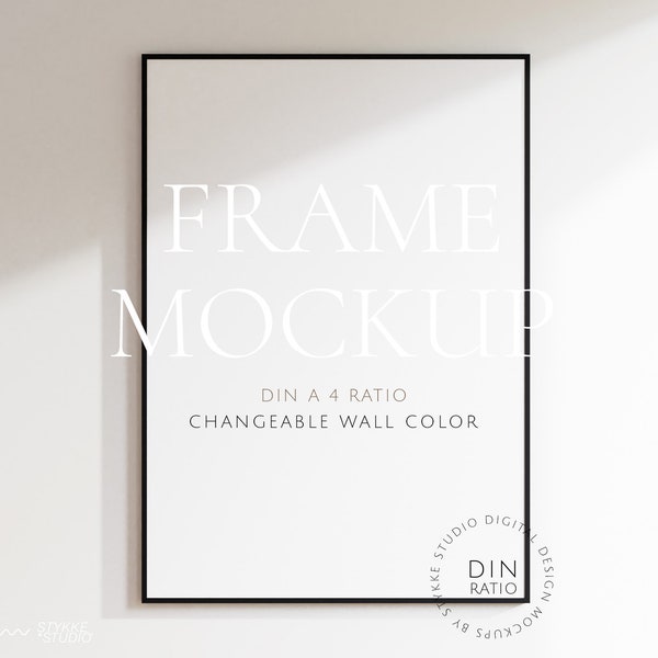 black thin frame mockup DIN, wallpaper mockup, frame mockup DIN A 4, vertical frame mockup, digital frame for print, digital frame mockup