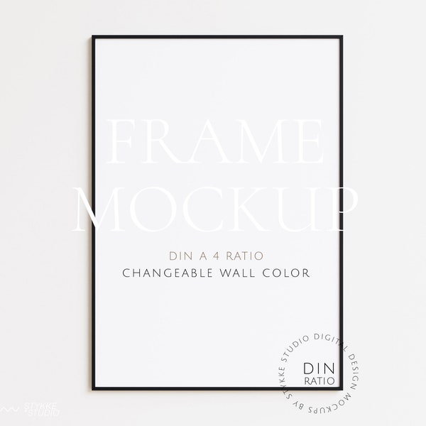 black thin frame mockup DIN, wallpaper mockup, frame mockup DIN A 4, vertical frame mockup, digital frame for print, digital frame mockup