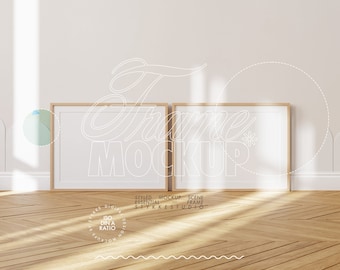 mat frame mockup DIN A, two mockup frames for art, horizontal digital frame with passe-partout for POD, nursery frame mockup kids room
