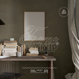 Mockup Rahmen, DIN A Kunstdruck Mockup, Bilderrahmen Mockup für Kunstwerk Poster, digitaler Bilderrahmen Mockup für Drucke, Poster-Shop Mockup Herbst Künstler