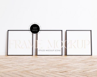 Mockup frames with black border, 3 frame mockups, 10x10 ratio, minimalistic frame mockup, design gallery frame mockup, frame template, smart