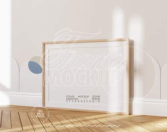 mat frame mockup DIN, wallpaper mockup frame DIN A 4, horizontal digital frame with passe-partout for POD, nursery frame mockup kids room