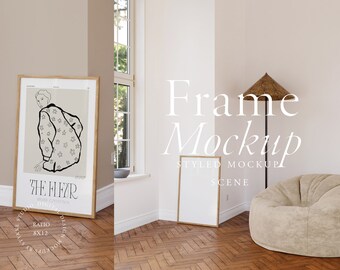 interior frame mockup, minimalistic mockup, print frame mockup, modern bauhaus interior mockup, natural light reflection frame mockup