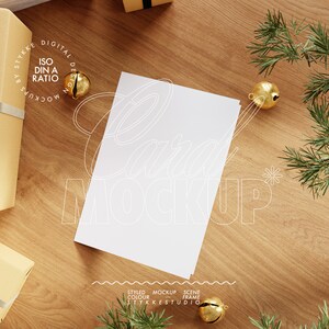 Maquette de carte de fête DIN A, maquette d'affiche de Noël moderne, maquette pour impression de cartes-cadeaux maquette verticale illustration de Noël moderne