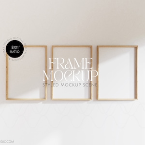Scandinavian frame mockup, 3 frame mockups, 8x11 ratio, minimalistic interior mockup, design gallery frame mockup, frame template, smart