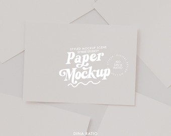 1 to 5 horizontal paper mockup, DIN A digital poster mockup, print artwork mockup for printable, Photoshop flatlay paper mockup minimalist