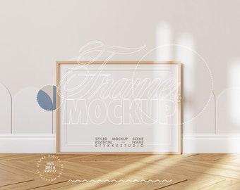 mat frame mockup DIN, wallpaper mockup frame DIN A 4, horizontal digital frame with passe-partout for POD, nursery frame mockup kids room