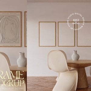 three frames, 8x12 frame mockup, set of three, wooden frames mockup, digital frame, set of vertical frames, 3 frame mock up