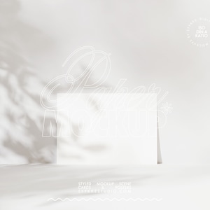 Maqueta de póster DIN A ISO, papel digital, impresión de tarjeta horizontal, maqueta de obra de arte para pinturas, maqueta de Photoshop, sombra personalizable