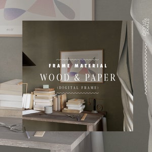 May include: A framed abstract art print with a geometric design in shades of pink, blue, and purple. The frame is made of wood and paper. The text "FRAME MATERIAL WOOD & PAPER (DIGITAL FRAME)" is displayed below the print.