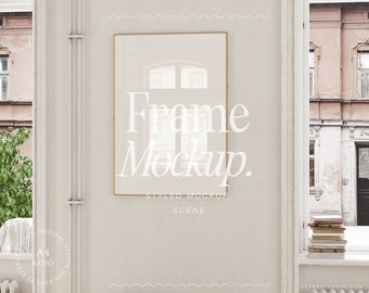 frame mockup DIN, vintage interior frame mockup, feminine apartment mockup, mockup for poster, digital frame mockup, realistic frame mockup