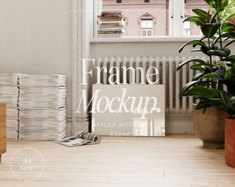 horizontal frame mockup, print mockup, poster mockup, DIN A poster mockup, photography mockup, frame mockup, authentic interior frame mockup