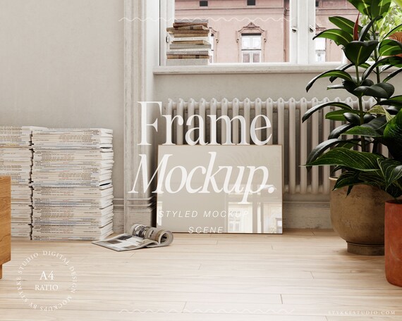 horizontal frame mockup, print mockup, poster mockup, DIN A poster mockup, photography mockup, frame mockup, authentic interior frame mockup
