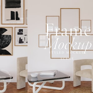 frame wall mockup, wall with frames mockup, poster mockup, print shop mockup, Photoshop mockup, printable poster mockup