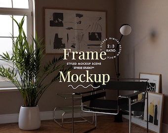 landscape frame mockup, horizontal frame mockup, poster mockup, print shop mockup, frame mockup for art poster, dark ambient frame mockup
