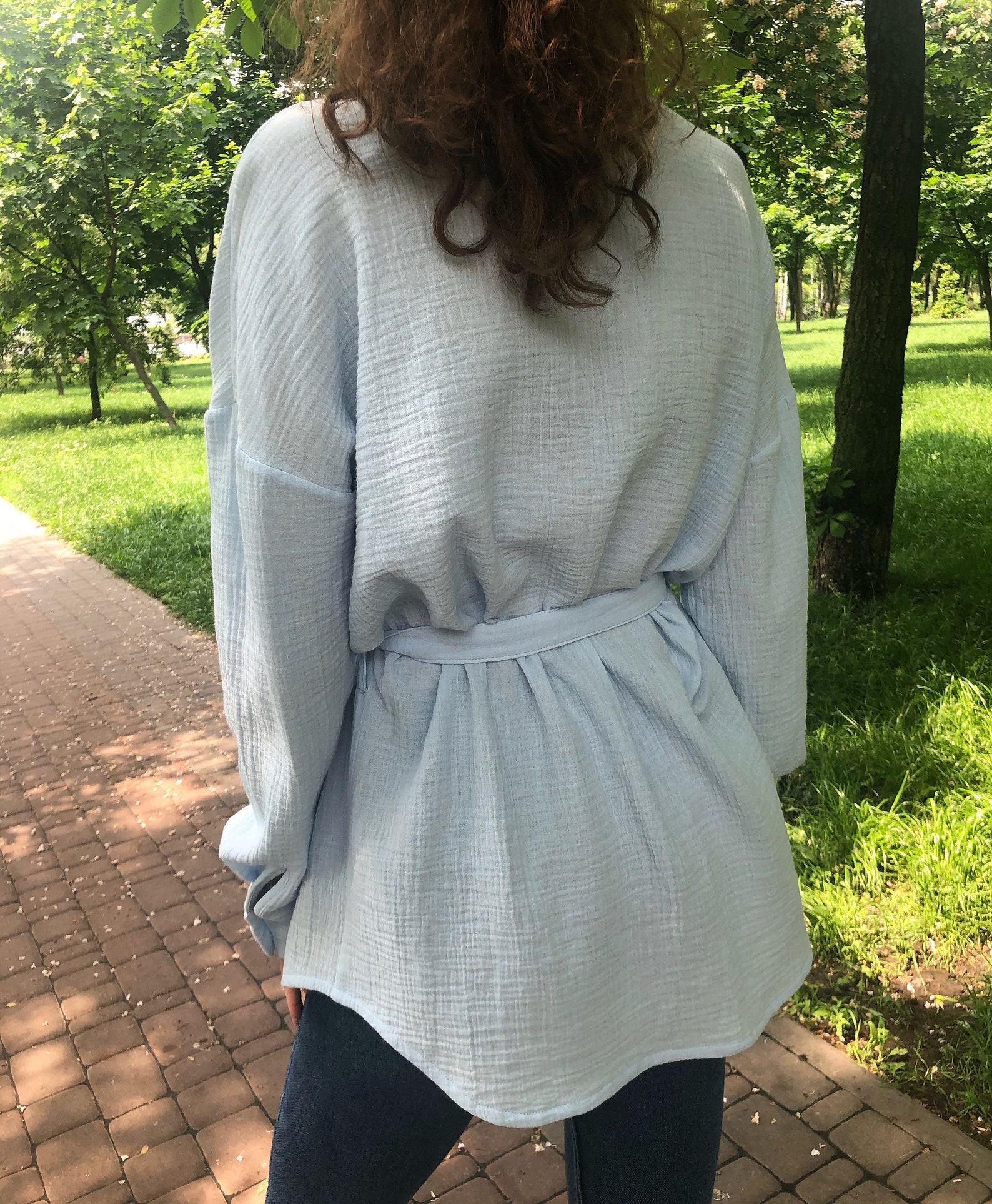 Light blue shirt Muslin shirt Organik clothing Women clothing | Etsy