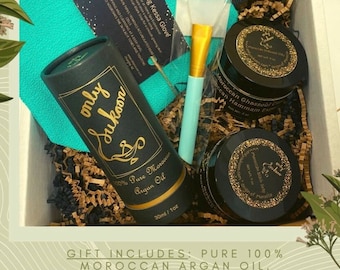 Moroccan Hammam Spa Gift Set | Argan Oil, Black Soap, Kessa Glove