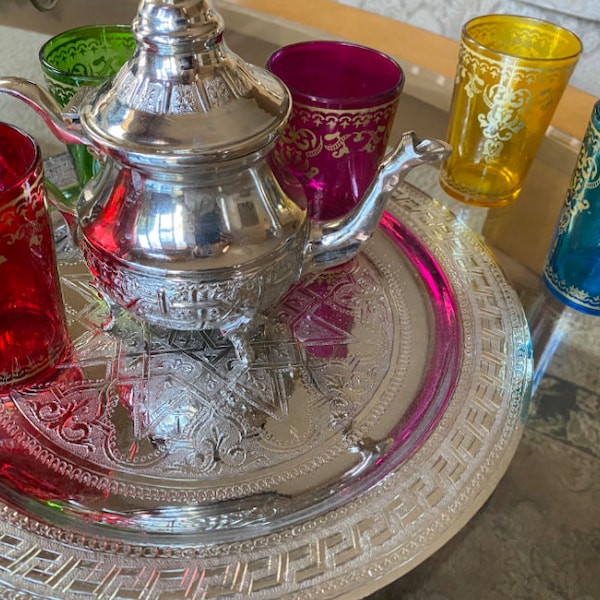 Moroccan handmade tea glasses| Elegant beautiful colorful party glasses| Artisan Glasses