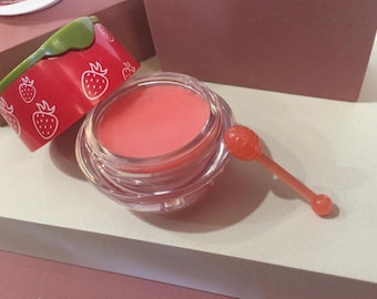 Strawberry Shea Butter Lip Balm Pot | Organic Beeswax, Honey Stick
