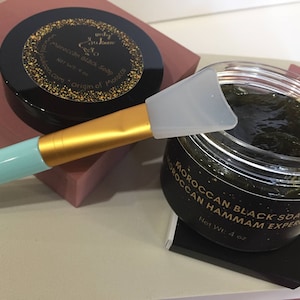 Geschenkpaket: Marokkanische Schwarze &#39;Beldi&#39; Seife mit Kessa Handschuh | Schwarze Seife| Marokkanische Hamam-Spa-Seife