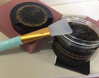 Paquete de regalo: Jabón negro marroquí 'Beldi' con guante Kessa / Jabón negro marroquí / Jabón para hammam marroquí