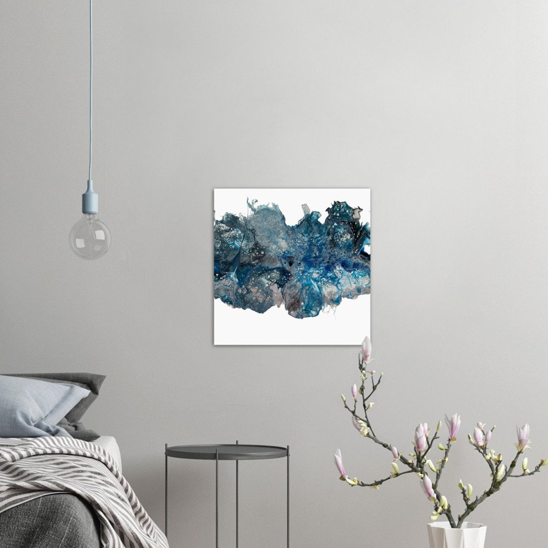 SYGALLERIER Abstrakter Ozean-Kunstdruck – 70 X 50 Cm, Leinwand Auf Holzrahmen, Handgemaltes Design