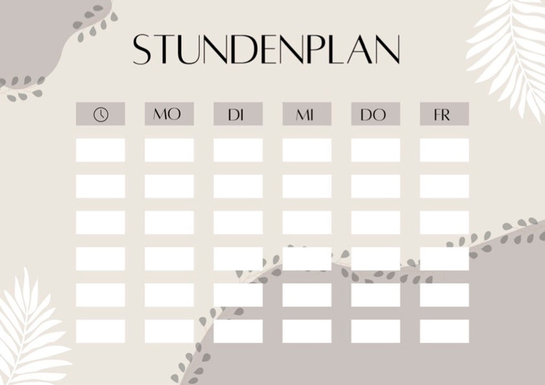 Stundenplan Vorlage beige - Etsy.de