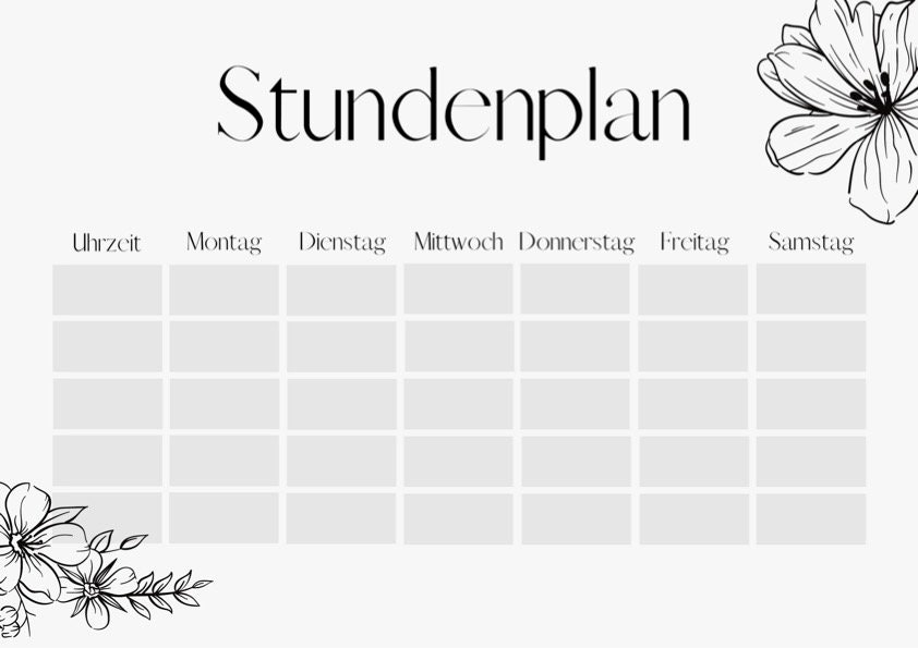 Stundenplan Vorlage/Template - Etsy.de