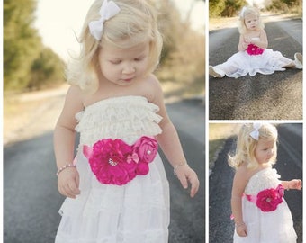 Girls White Lace Flower Girl Dress