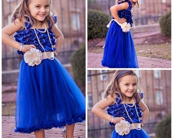 Girls Royal Blue Tulle Dress