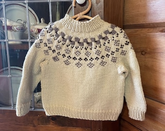 Hand Knit Children&#39;s Sweater, Fair Isle Sweater, New Colors Available, Baby Shower gift, Hand Knit gift, Knitted Pullover, Unisex Hand Knit