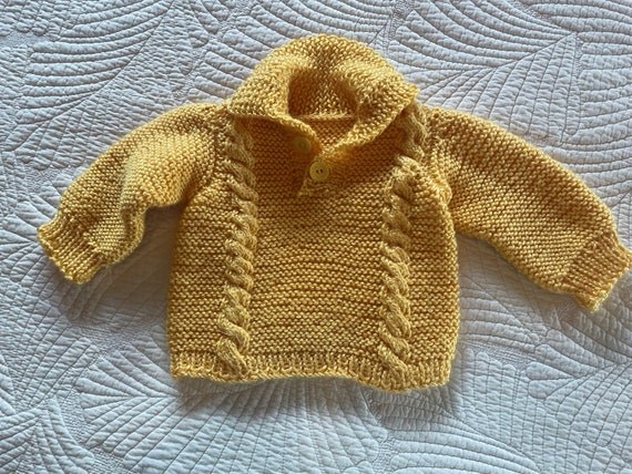 Hand Knit Boy's Pullover Sweater Cable 