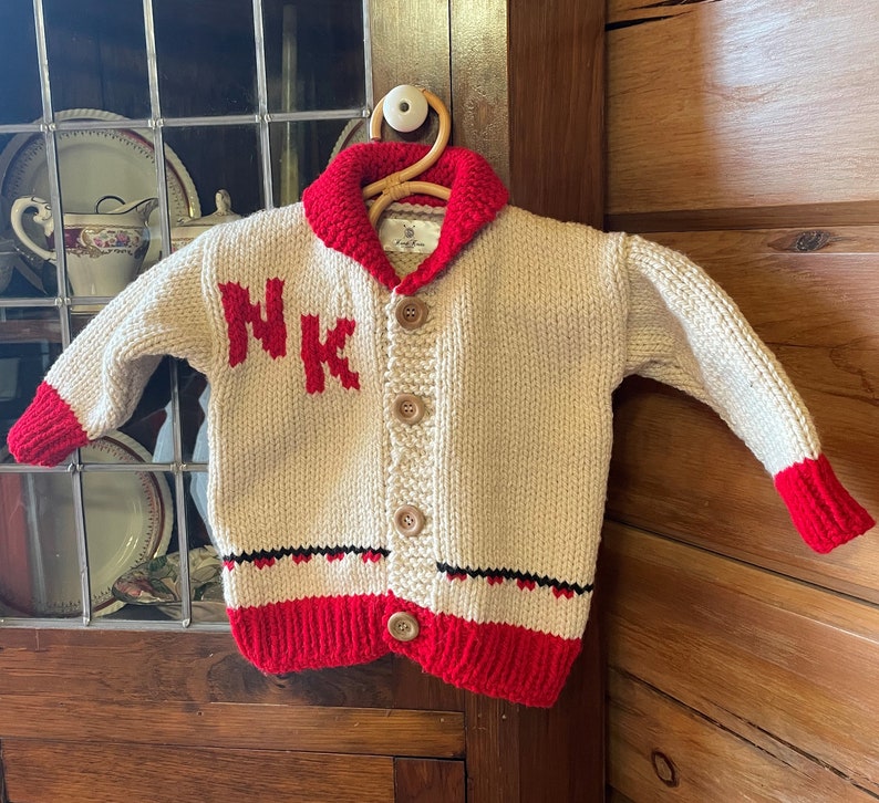 Hand Knit Children's Sweaters, hand knit bulky cardigan with optional matching hat, or personalization, train sweater pattern, image 6